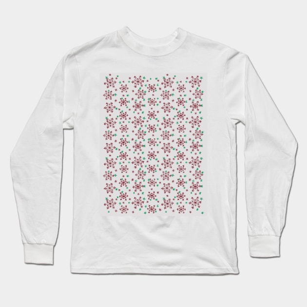 Snowflakes Pattern - Silver Grey Long Sleeve T-Shirt by MitaDreamDesign